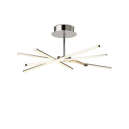 Star Semi Flush, 42W LED, 3000K, 3700lm, Silver/Frosted Acrylic/Polishde Chrome, 3yrs Warranty