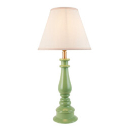 Myrtle Cotswold Green Table Lamp with Vintage White Fabric Ivy Shade 25cm B22