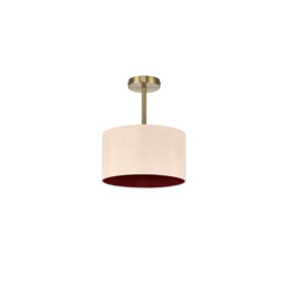 Baymont Antique Brass E27 Semi Flush With 30cm x 17cm Dual Faux Silk Shade, Antique Gold/Ruby - thumbnail 5