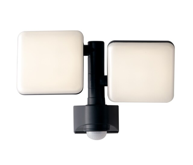 Sat Outdoor Built-In LED Flood Light With Night And Pir Motion Sensor, Black White, IP54, 4000K