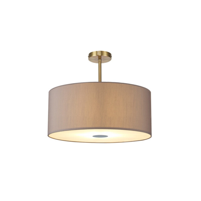 Baymont Antique Brass 5 Light E27 Semi Flush Fixture With 60cm x 22cm Faux Silk Shade, Grey/White Laminate - image 1