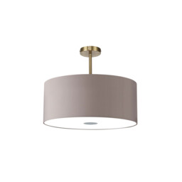 Baymont Antique Brass 5 Light E27 Semi Flush Fixture With 60cm x 22cm Faux Silk Shade, Grey/White Laminate - thumbnail 5