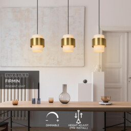 Firmin Classic Bar Pendant Light - 3xE27 - Matt Gold, Brass - thumbnail 2