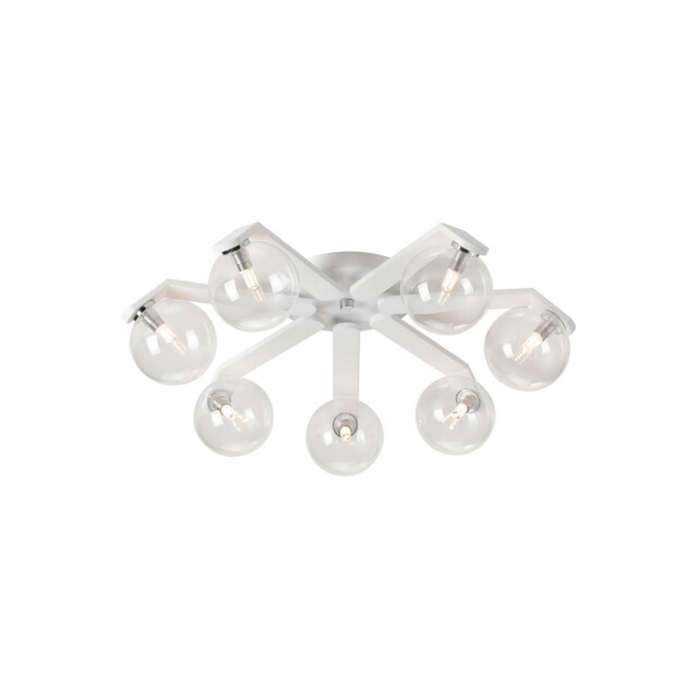 Cortland 64cm Flush Ceiling, 7 Light G9, IP44, White/Polished Chrome/Clear Smooth Round Glass - image 1