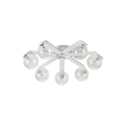 Cortland 64cm Flush Ceiling, 7 Light G9, IP44, White/Polished Chrome/Clear Smooth Round Glass - thumbnail 5