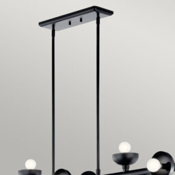 Kichler Palta Bar Pendant Ceiling Light Contemporary Satin Black 10x E14 - thumbnail 5
