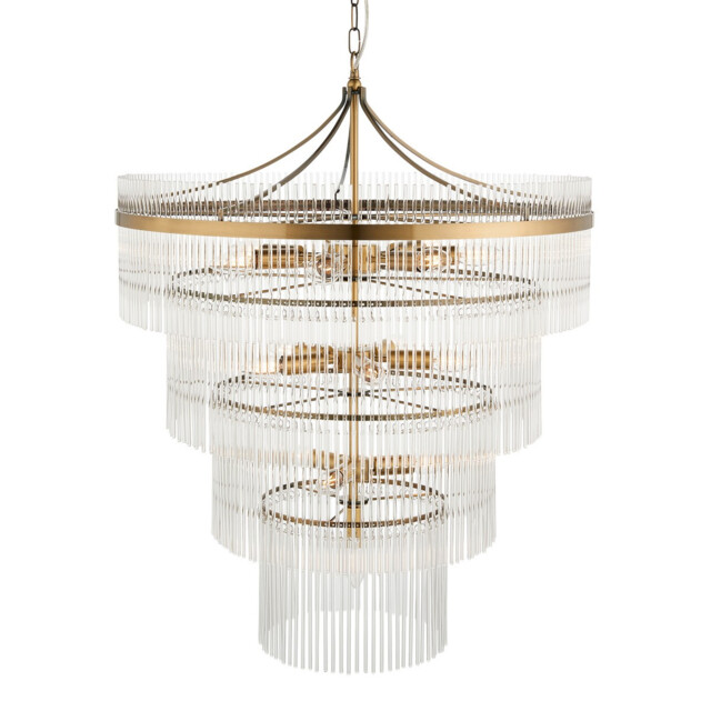 Marietta Pendant Ceiling Light Antique Brass Plate, Clear Glass, 16x E14 - image 1