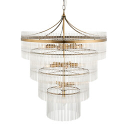 Marietta Pendant Ceiling Light Antique Brass Plate, Clear Glass, 16x E14 - thumbnail 1