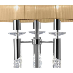 Tiffany Floor Lamp 3+3 Light E27+G9, Polished Chrome With Soft Bronze Shade & Clear Crystal - thumbnail 5