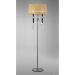 Tiffany Floor Lamp 3+3 Light E27+G9, Polished Chrome With Soft Bronze Shade & Clear Crystal - thumbnail 2