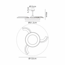 Niseko Fan L 62cm 40W LED Dimmable Ceiling Light With 40W DC Fan, 2700-5000K Remote Control, 4400lm, White - thumbnail 3