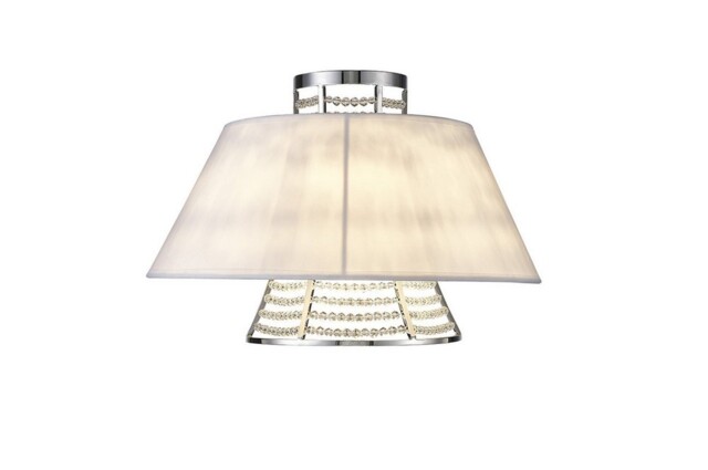 Davina Wall Lamp with White Shade 2 Light Polished Chrome, Crystal - image 1