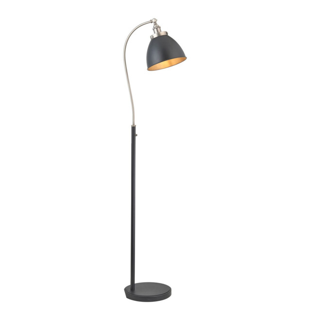 Franklin Task Floor Lamp, Aged Pewter Plate, Matt Black Paint - image 1