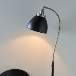 Franklin Task Floor Lamp, Aged Pewter Plate, Matt Black Paint - thumbnail 5
