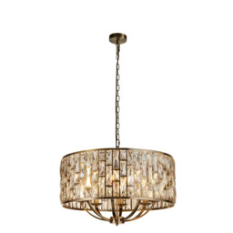 Bijou 8 Light Pendant Antique Brass, Champagne Glass - thumbnail 1