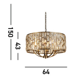 Bijou 8 Light Pendant Antique Brass, Champagne Glass - thumbnail 3