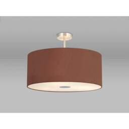 Baymont Satin Nickel 5 Light E27 Semi Flush Fixture With 60cm x 22cm Dual Faux Silk Shade, Cocoa/Grecian Bronze - thumbnail 2