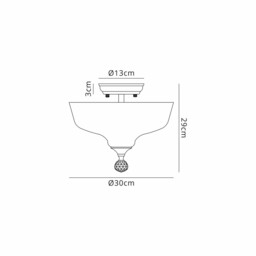 Dresden 2 Light Semi Flush Ceiling Lamp E27 With Flat Round 30cm Glass Shade Satin Gold, Clear - thumbnail 2