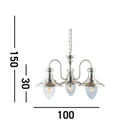 Fisherman 3 Light Multi Arm Ceiling Pendant Satin Silver, Seeded Glass, E27 - thumbnail 3