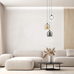 Halo Cluster Pendant Ceiling Light Black Matt -Smoked-Clear Glass LED 3000K - thumbnail 3