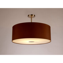 Baymont Satin Nickel E27 Semi Flush With 60cm x 22cm Dual Faux Silk Shade, Raw Cocoa/Grecian Bronze - thumbnail 2