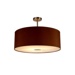 Baymont Satin Nickel E27 Semi Flush With 60cm x 22cm Dual Faux Silk Shade, Raw Cocoa/Grecian Bronze