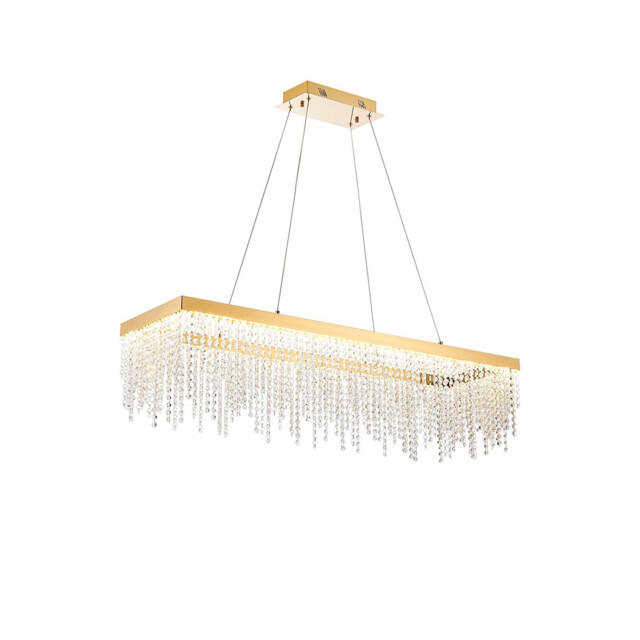 Bano Rectangular Dimmable Pendant 40W LED, 4000K, 4600lm, French Gold / Crystal Chain, 3yrs Warranty - image 1