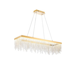 Bano Rectangular Dimmable Pendant 40W LED, 4000K, 4600lm, French Gold / Crystal Chain, 3yrs Warranty - thumbnail 1