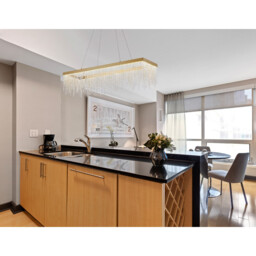 Bano Rectangular Dimmable Pendant 40W LED, 4000K, 4600lm, French Gold / Crystal Chain, 3yrs Warranty - thumbnail 3