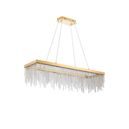 Bano Rectangular Dimmable Pendant 40W LED, 4000K, 4600lm, French Gold / Crystal Chain, 3yrs Warranty - thumbnail 5