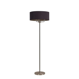 Banyan 3 Light Switched Floor Lamp With 50cm x 20cm Dual Faux Silk Shade, Black/Green Olive Satin Nickel/Midnight Black - thumbnail 5