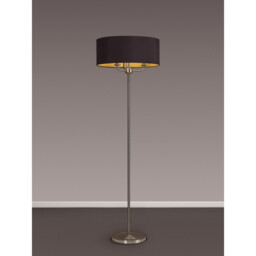 Banyan 3 Light Switched Floor Lamp With 50cm x 20cm Dual Faux Silk Shade, Black/Green Olive Satin Nickel/Midnight Black - thumbnail 2