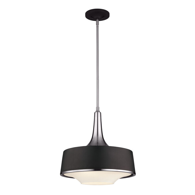 Holloway 4 Light Dome Ceiling Pendant Black, Brushed Steel, E27