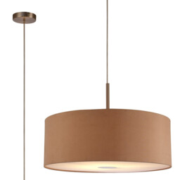 Baymont Satin Nickel E27 Single Pendant With 60cm Dual Faux Silk Shade, Antique Gold/Ruby