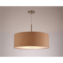 Baymont Satin Nickel E27 Single Pendant With 60cm Dual Faux Silk Shade, Antique Gold/Ruby - thumbnail 2