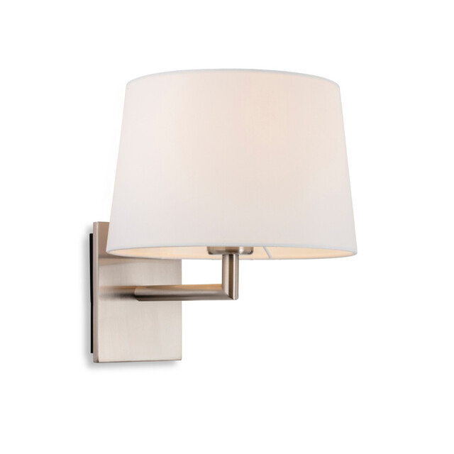 Grand 1 Light Single Indoor Wall Light Brushed Steel, Cream Shade, E27