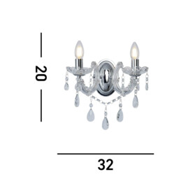 Marie Therese Indoor Candle Wall 2 Light Chrome with Crystals, E14 - thumbnail 5
