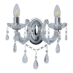 Marie Therese Indoor Candle Wall 2 Light Chrome with Crystals, E14 - thumbnail 3