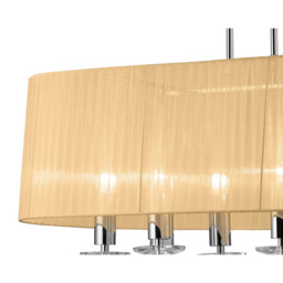 Tiffany Pendant 6+6 Light E27+G9 Oval, Polished Chrome With Soft Bronze Shade & Clear Crystal - thumbnail 5