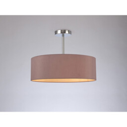 Baymont 45cm Polished Chrome 3 Light E27 Semi Flush Fixture, With 4cm x 15cm Dual Faux Silk Shade, Taupe/Halo Gold - thumbnail 2