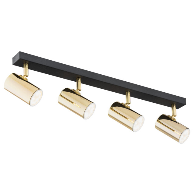 Lagos Ceiling 4 Light Spotlight Bar Brass Steel, Black Structure - image 1