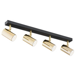 Lagos Ceiling 4 Light Spotlight Bar Brass Steel, Black Structure - thumbnail 1