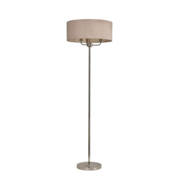 Banyan 3 Light Switched Floor Lamp With 50cm x 20cm Dual Faux Silk Shade, Nude Beige/Moonlight Polished Nickel - thumbnail 5