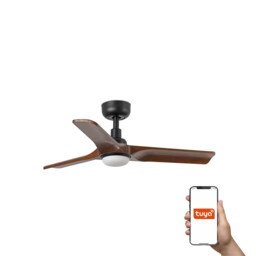 Heywood 90cm Smart LED Ceiling Fan Black, Walnut Blades
