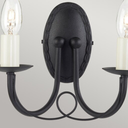 Minster 2 Light Indoor Candle Wall Light Black, E14 - thumbnail 3