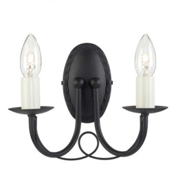 Minster 2 Light Indoor Candle Wall Light Black, E14 - thumbnail 1