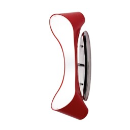 Ora Flush Wall Lamp 2 Light E27, Gloss Red, White Acrylic, Polished Chrome