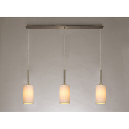 Baymont Antique Brass 3 Light E27 Linear Pendant, With 12cm x 20cm Dual Faux Silk Shade, Nude Beige/Moonlight - thumbnail 2