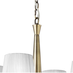 Tiffany Pendant 4+4 Light E14+G9, Antique Brass With White Shades & Clear Crystal - thumbnail 5