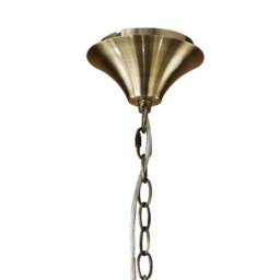 Tiffany Pendant 4+4 Light E14+G9, Antique Brass With White Shades & Clear Crystal - thumbnail 3